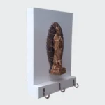 Porta llaves Vertical Virgen: Madera Blanca y 3 Ganchos - Imagen 3